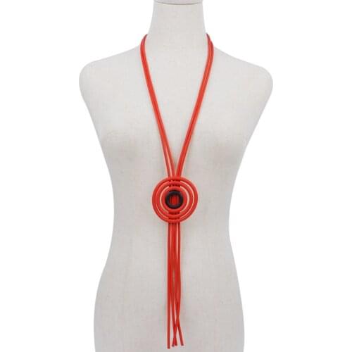 JID New Design Neck Charm Rubber Necklace Gothic Sweater Chain Round Color Tassels Handmade Accessories Ethnic Chain