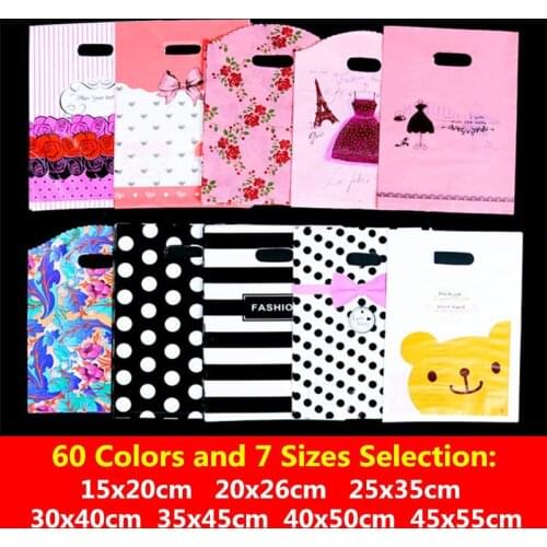 10pcs 20x26 25x35 30x40cm Plastic Gift Bag With Handles Baking Christmas Gift Packaging Bags Wedding Cookie Candy Party Supplies