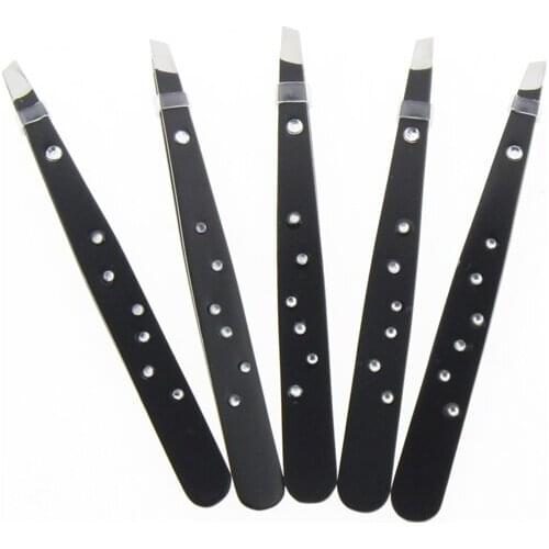 5Pcs/Set Aliexpress Fast Shipping With Rhinestone Best Professional Stainless Steel Slanted Women Girl Eye Brow EyeBrow Tweezer