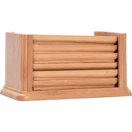 6pcs/set Bamboo Tea tray cup coasters Kung Fu tea accessories cup holder sets waterproof