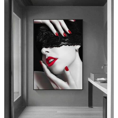 Sexy Red Lips Painting On Canvas Modern Wall Art Black And White Women Poster Desire Girls Print Living Room Decoration Pictures