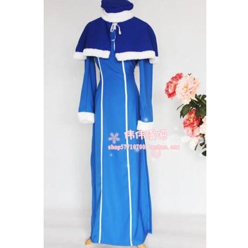 FAIRY TAIL Juvia Lockser Cosplay Costume Custom Made Dress+Cap+Hat