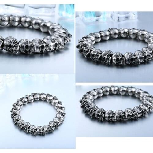 Skeleton Bracelet High Polished 3D Skull Punk Gothic Style Biker Jewelry Gift Travel Souvenirs Awards Commemoration