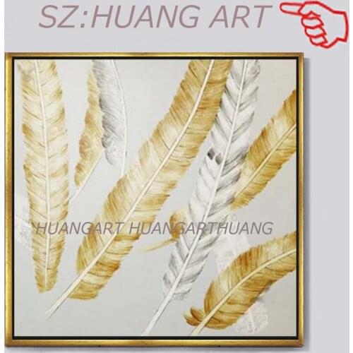 Modern new samples Panels Abstract Gold Feather Design Oil Painting Canvas Wall Decoration Artwork Large Size For Living Room