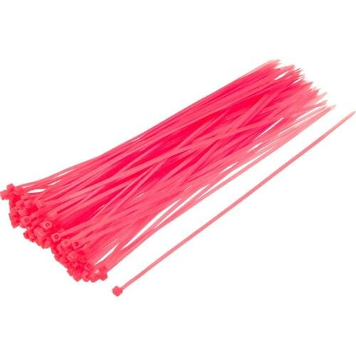 Uxcell 100pcs Cable Zip Ties 200mmx2.5mm Self-Locking Nylon Tie Wraps Pink Single-use Locking Flexible Cable Tie