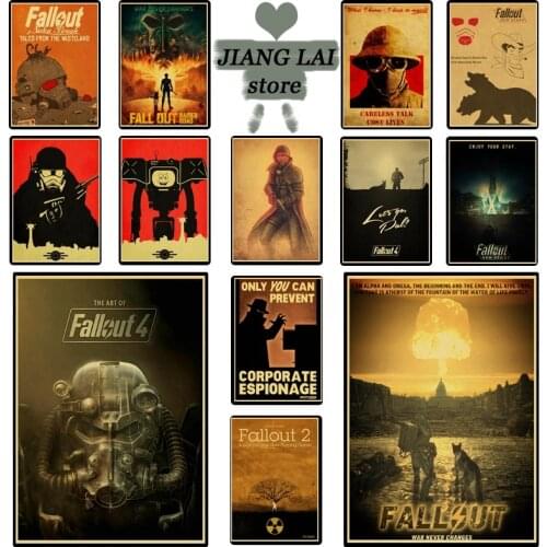 Fallout 2 3 4 Game Poster Vintage Kraft Paper Poster Wall Painting Wall stickers For Living /Kids Room Home coffee bar