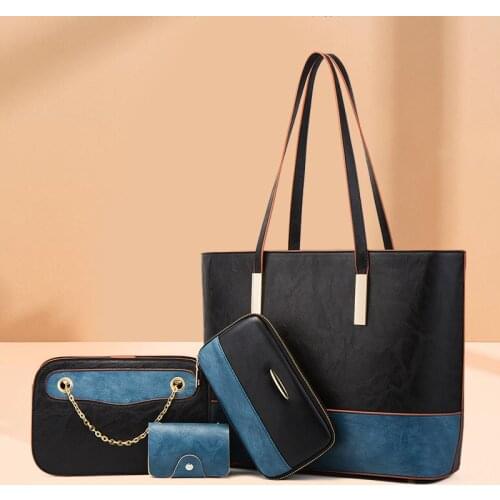 Large Capacity Women Pu Leather Handbags Tote Bags Fashion Ladies Crossbody Bags for Women 4 Pieces Set Shoulder Messenger Bag