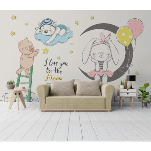 WDBH Custom photo 3d wallpaper Childrens room elephant bunny balloon bear cub room decor 3d wall murals wallpaper for walls 3 d