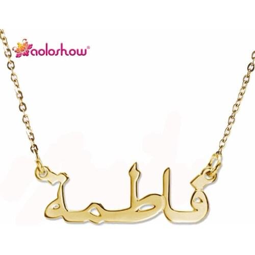 Custom Personalized Arabic Name Necklace for Women Gold Handwriting Cursive Nameplate Necklace Jewelry Femme CNL011