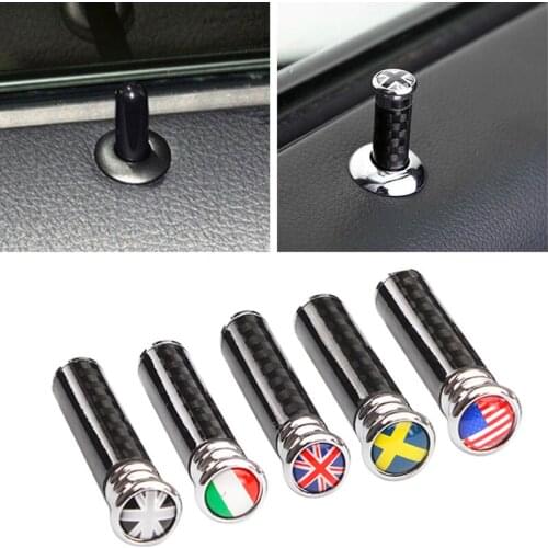National Flag Door Lock Pin for Toyota Tundra Fiat Panda Ford Focus Volvo Jeep Mercedes Subaru Carbon Fiber Accessory 3.8cm Long