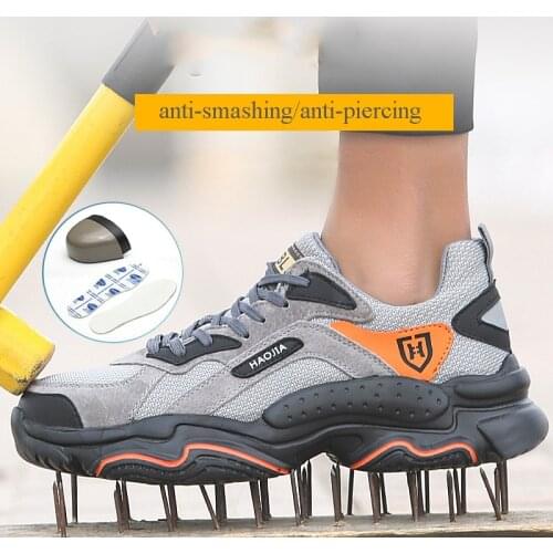 Safety Work Shoes For Men Light Steel Toe Work Boots Male Cowhide Puncture Proof Anti-smashing Construction Outdoor Mens Boots