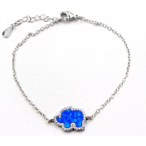 Womens Fashion Lovely Charm Bracelet Crystal Opal Pendant 925 Sterling Silver Bracelet Bangle G