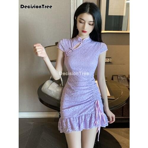 2021 lady vintage short qipao elegant women cheongsam mandarin collar sexy chinese dress vestidos cheongsam dress oriental dress