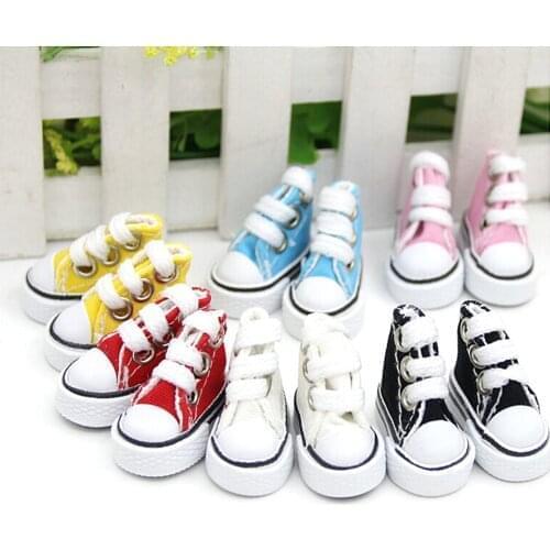 1 Pair Fashion 5cm Canvas Shoes For Doll Mini Toy Assorted Shoes Sneaker for Doll Shoes for Russian Doll Accessories