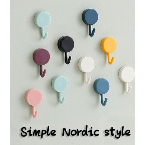 10Pcs Nordic Color Wall Hook Free Punching Door Without Trace Nail Small Hook Clothes Hook Mounted Wall Hook Home Decoration