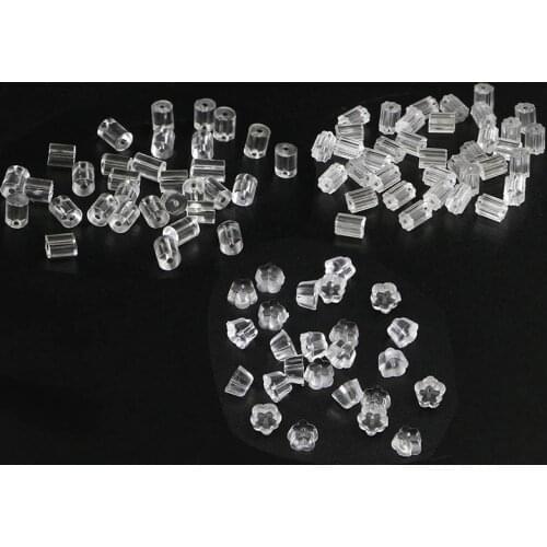 200pcs Plastic earring plugs ear plugs Silicone ear plugs Pure silver earrings plugs earmuffs DIY jewelry accessories