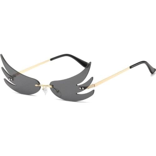 2020 Designer Rimless Wing Sunglasses Women Luxury Colorful Fashion Sun Glasses Mirrored Flame Sunglass UV400 Best Gift