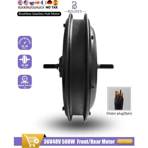 Electric Bicycle Front/Rear Hub Motor wheel 36V48V 500W High Speed Brushless Gearless Hub motor for Ebike conversion kit