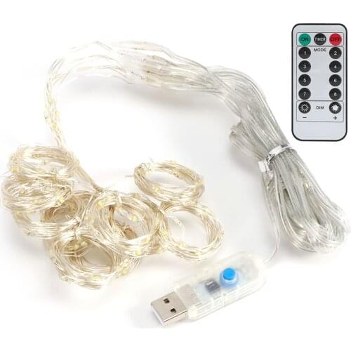 3x2m USB Remote Control 200LED Chip Curtain String Lights with 8 Lighting Modes Home Decoration