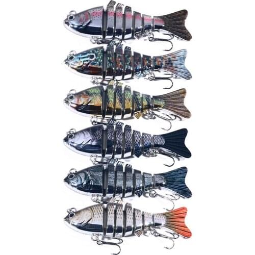 6pc 10cm24g Fishing Lure 3D Eyes 7-Segment Lifelike Fishing HardLure Crankbait With 2Hook Fishing Baits Pesca Cebo for Bass Pike