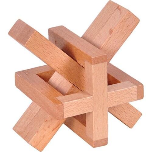 ABWE Best Sale Wooden Siege Lock the Perplexing X in a Box Logic Puzzle Burr Puzzles Brain Teaser Intellectual Toy