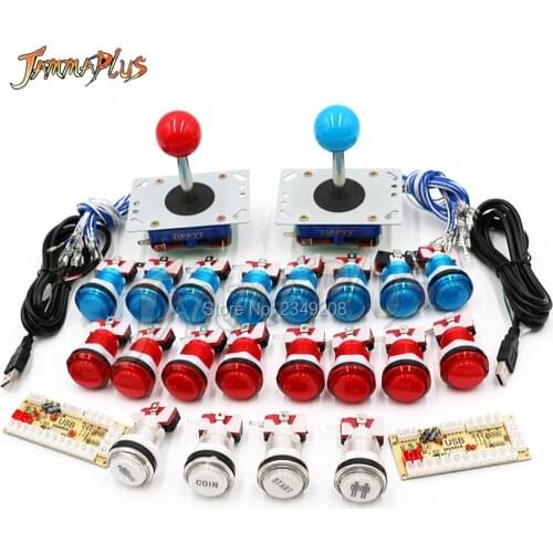 Zero Delay Arcade Game DIY Kit For USB To PC /Raspberry Pi 5V Led Push Button ZIPPY Joystick 1 & 2 Player COIN START