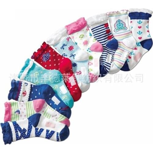 W105 Free shipping 4-7 years old children cartoon socks cotton navy wind socks Children socks