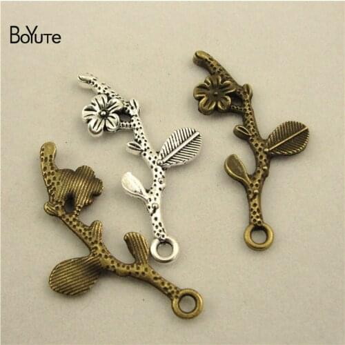 BoYuTe Wholesale (50 Pieces/Lot) Metal Alloy 41*13MM Plum Blossom Branch Pendant Charms Diy Hand Made Jewelry Accessories