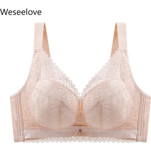 Weseelove Lace Bralette Woman Push Up Bra Sexy Bra Without Underwire Large Cup Hold and Adjustable Gather Soutien Gorge M01-1