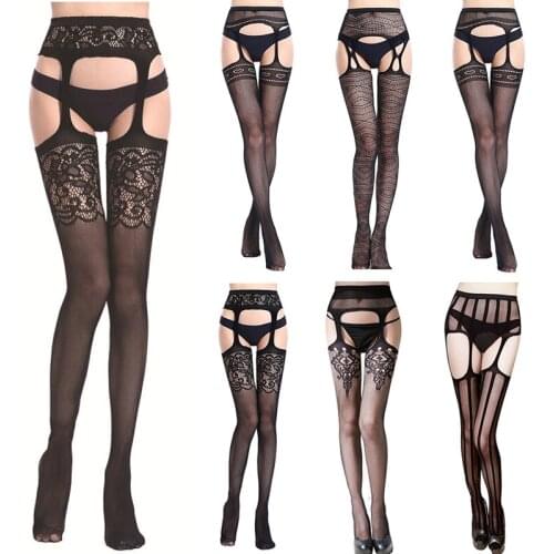 Multi Style Women Sexy Over Knee Stockings Sheer Thigh High Stocking Lace Garter Belt Suspender Transparent Stockings Medias