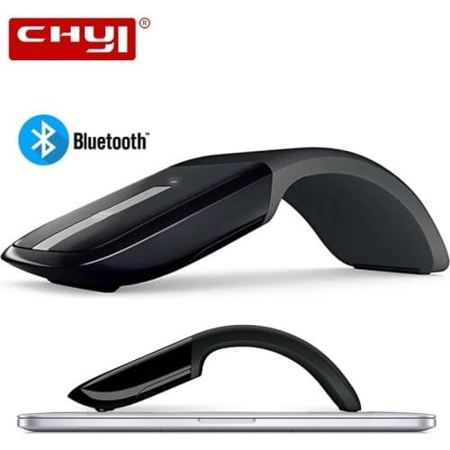 CHYI Bluetooth Foldable Wireless Mouse Folding Arc Touch 1200DPI Optical For Microsoft PC Laptop