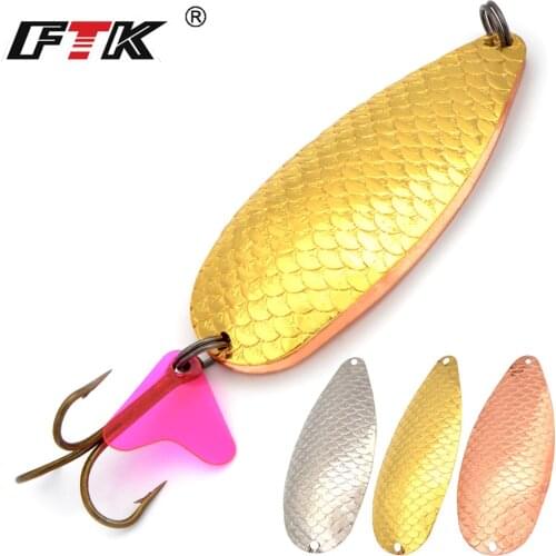 FTK 1PC 30g 3 Colors Spoon Fishing Lure With 1# Hook Hard Fishing Spoon Lure Metal Jigging Lure Baits