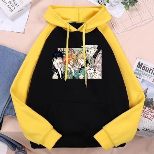 Jujutsu Kaisen Team Japan Anime Print Women Hooded Hip Hop Vintage Streetwear Harajuku Casual Hoodies 2020 Hot Sale Woman Raglan