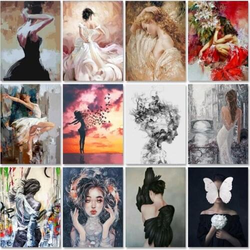 Gatyztory Coloring By Numbers Portrait Adult DIY Unframe Acrylic Paint Handpainted Gift Acrylic Paint By Numbers Girl Home Decor