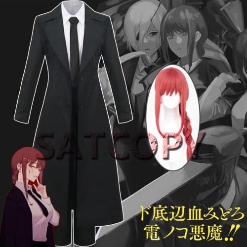 Anime Chainsaw Man Cosplay Makima Costume Men Women Suit Uniform Trench Shirt Tie Pants Halloween
