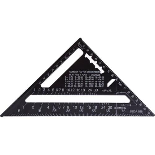 7inch 12inch Aluminum Alloy Metric Triangle Ruler Squares for Woodworking Speed Square Angle Protractor Measuring Tools