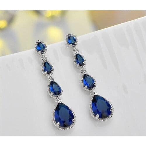 Water Drop Set 3A Zircon Long Earrings For Women 2021 Trend S925 Silver Needle Lavish Dinner Copper Alloy Eardrop Jewelry