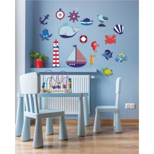 Nautical Sailor Wood Set Baby Kids Room Wall Decor