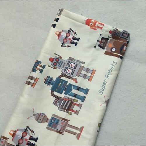Brand New Cartoon Robot Family Printed Cotton Fabric 50x160cm Fabric Patchwork Cloth Dress DIY Sewing Quilting Home Decoration