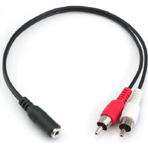 3.5mm Stereo Female To 2 Male RCA Jack Adapter Aux Audio Y Cable Splitter Free Shipping