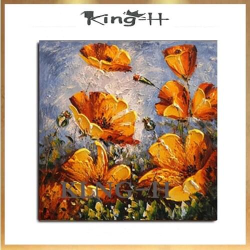 Manual painting painting creation red knife painting flowers about painting decorative home and hall hotel club blue flower pain