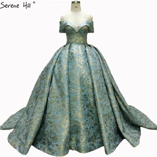 Blue Off Shoulder Dubai Wedding Dresses 2020 High-end Luxury Sleeveless Sexy Bride Gowns HA2405 Custom Made