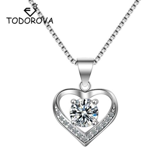 Todorova Fashion Charm AAA Cubic Zircon Romantic Heart Pendant Jewelry Necklaces for Woman Wedding Party Gift