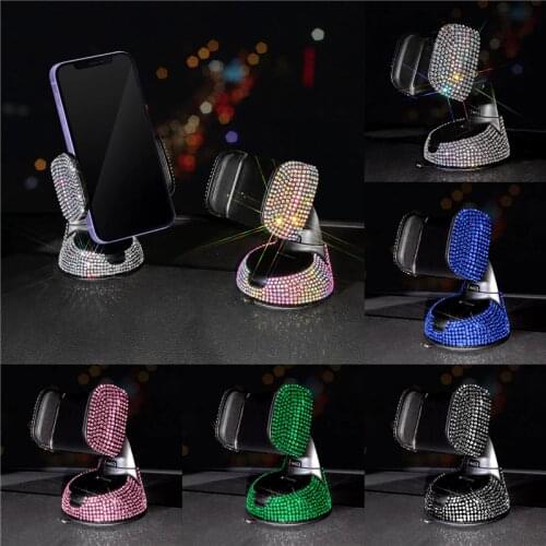 Bling Rhinestones Universal Car Phone Holder Multifunctio for Mobile Phone Stand Air Vent Mount Pink Sparking Accerssories Women