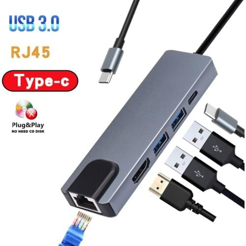 USB-C Docking station Type-C HUB with power supply HDMI-compatible USB 3.0 adapters Multi-function Plug and play switch Splitter