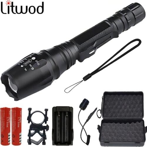 High-quality Tactical LED Flashlight With Zoom Rechargeable 18650 Battery Waterproof Flashlight Hunting Bulb 5 Modes Lantern 20W