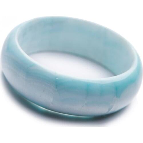 Genuine Natural Blue Larimar Gems Crystal Fashion Bangle Bracelets For Women Female Inner Diameter 62mm