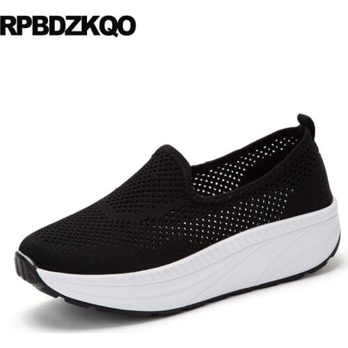 Swing Mesh Elderly Black Creepers Lightweight Thick Sole Breathable Flats Elevator Women Cheap Shoes China Large Size Beautiful