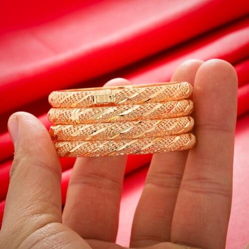 4pcs/Lot Gold Bracelet 4-10 Baby Girls Child Dubai Circle Bangles Jewelry Arab Middle Eastern African Fashion Metal Bangle