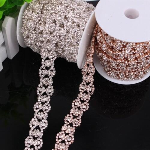 1 YARD DIY Sew on Crystal Cup Chain Claw Trimming Garment dress Bags Decoration Pearls Crystal Rhinestone Applique Strass Trims